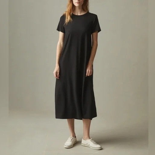 American Giant T-Shirt Dress Womens XL Black Stretch Crew Neck Pockets Outdoor