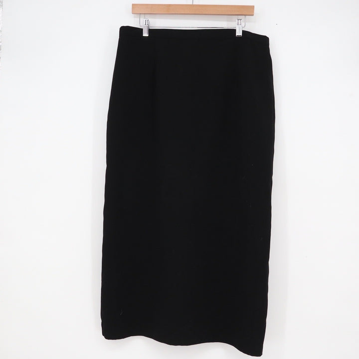 Laura Scott Black Maxi Skirt 18W Plus Size Straight Crepe Back Slit Made in USA