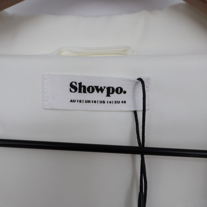 Showpo Denali Mini Dress White Tie Waist Blazer Dress US 14 New