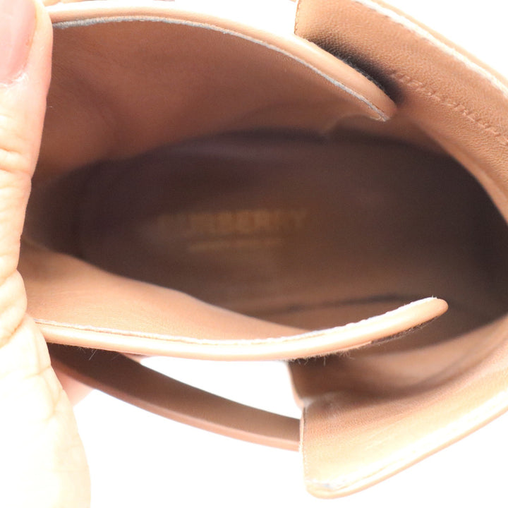 Burberry Pryle Leather House Check Ankle Boots Wheat Tan Block Heel EU 39