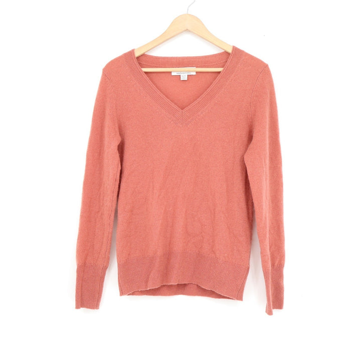 Magaschoni Womens 100% Cashmere V-Neck Sweater Coral Pink XS