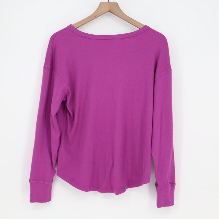 American Giant Luxe Rib V Notch Tee Shirt Womens Large Beauty Berry Relaxed Fit