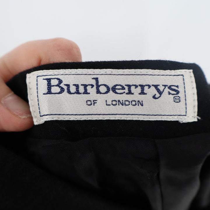 Vintage Burberrys Straight & Pencil Skirt Womens 40 Black Wool Lined Back Zip