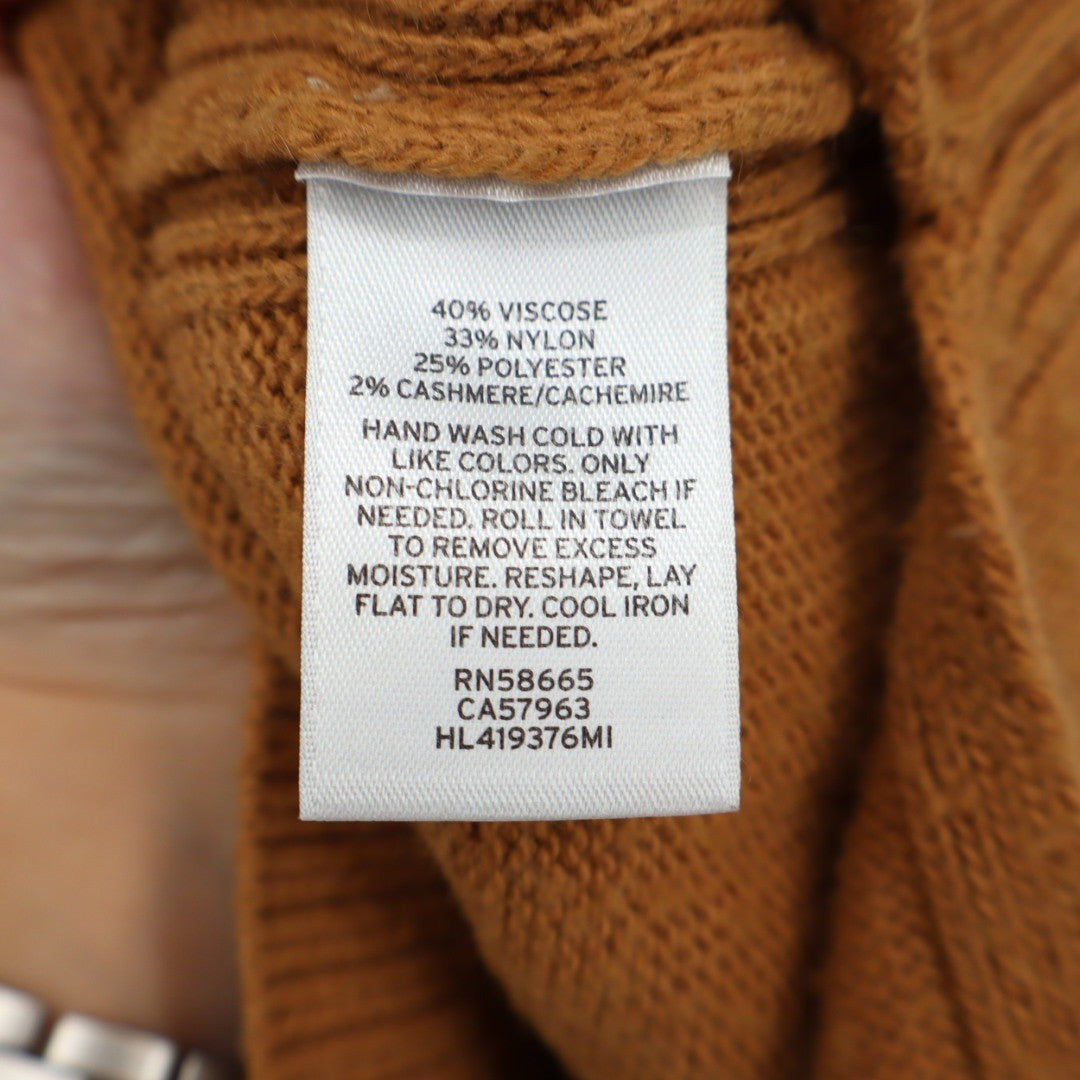 CHELSEA 28 Tan Ribbed Knit Crew Neck Pullover Sweater XS