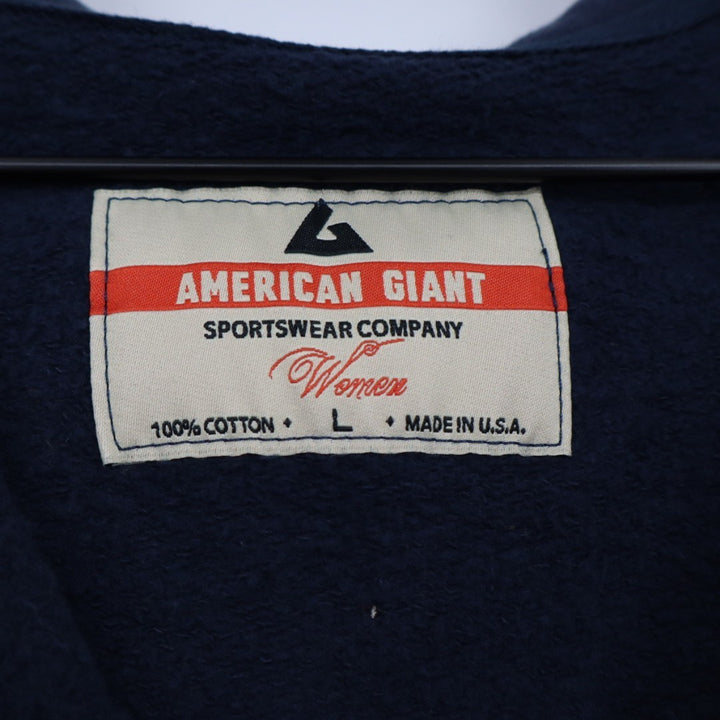 American Giant Hoodie Women Large Blue Full Zip Cotton Sherpa Lined Outdoor Wear