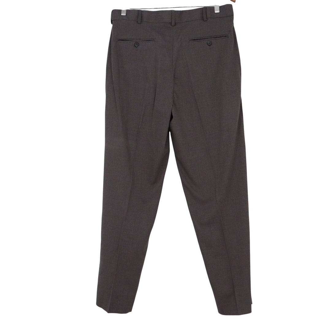 Croft & Barrow Mens Dress Pants 34x30 Charcoal Brown Wool Flat Front Slacks