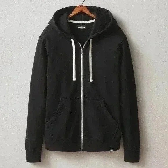 AMERICAN GIANT Black Full Zip Hoodie Sweatshirt Athletic Size S Made in USA