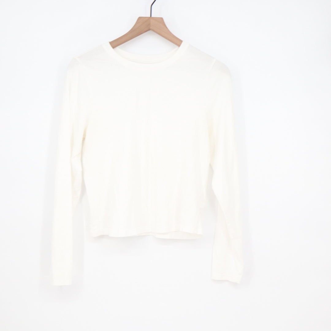 Old Navy Bestee White Long Sleeve Crew Neck Cotton Modal T-Shirt Large KLD 4271