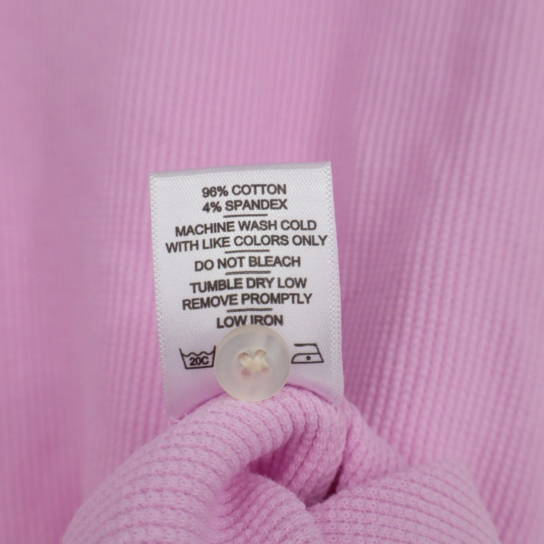 American Giant Thermal T-Shirt Womens Medium Pink Cotton Waffle Knit Henley Neck