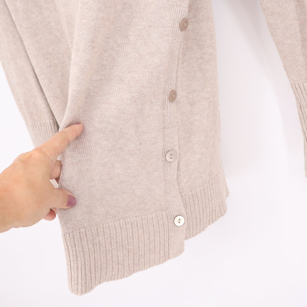 Tahari Women's Cowl Neck Color block Tunic Sweater Tan Cream Size L