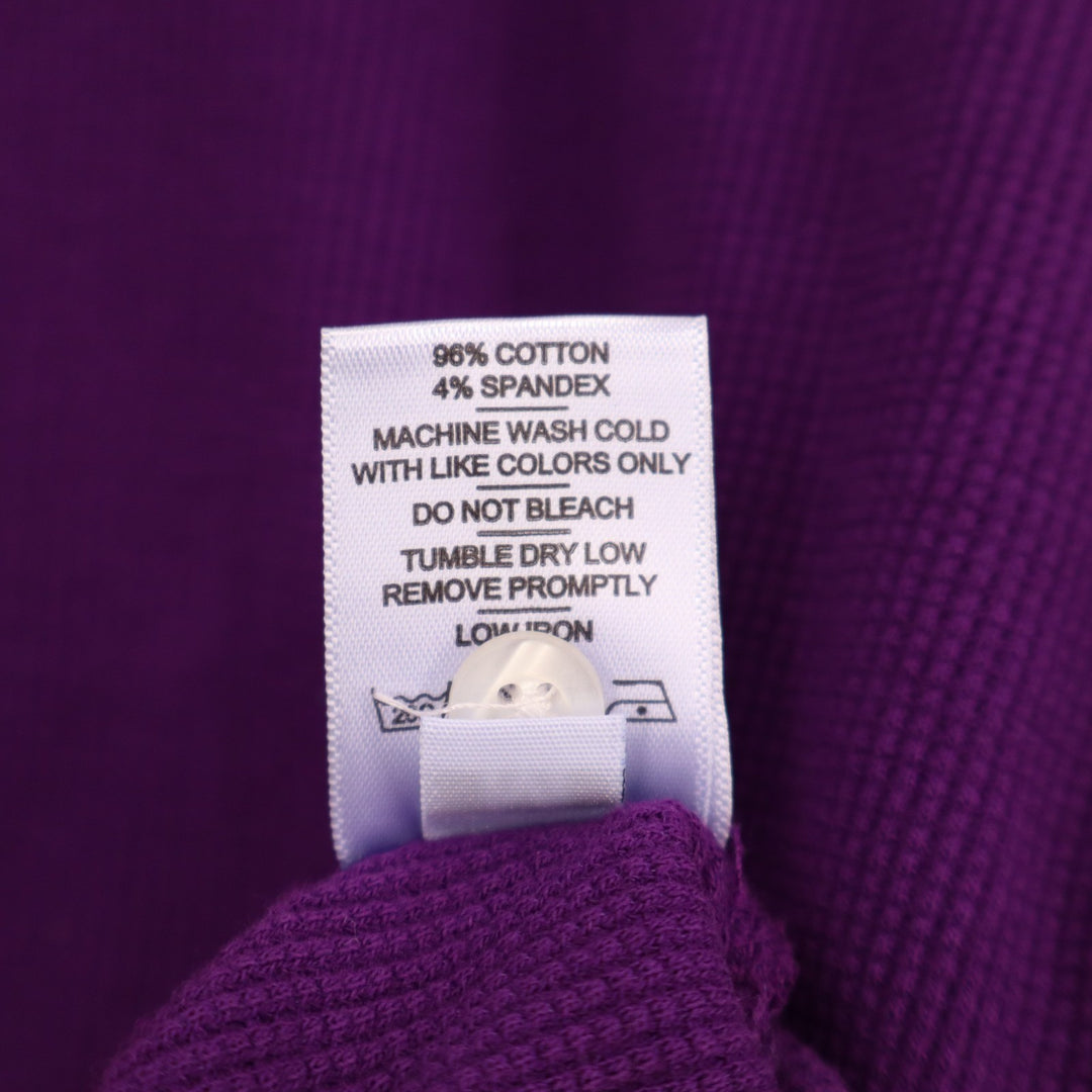 American Giant Thermal Henley Shirt Womens M Purple Cotton Stretch Ribbed Collar