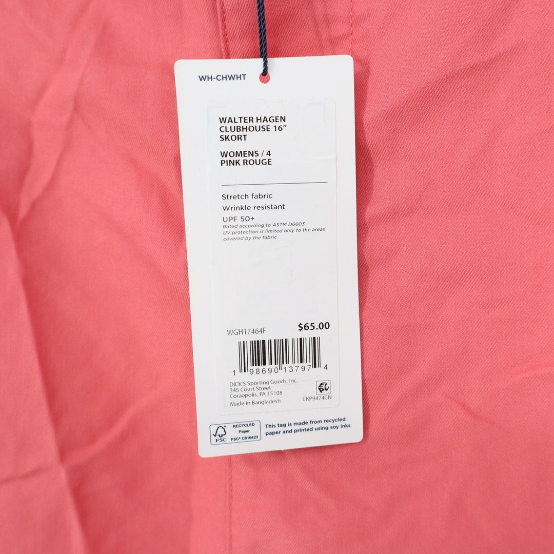 Walter Hagen Clubhouse 16" Skort Pink Rouge Womens 4 Golf Athletic NEW