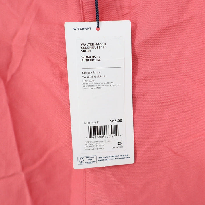 Walter Hagen Clubhouse 16" Skort Pink Rouge Womens 4 Golf Athletic NEW