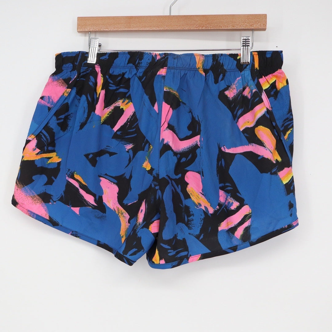 New Balance Womens Large Blue Pink Abstract Print Running Athletic Shorts L