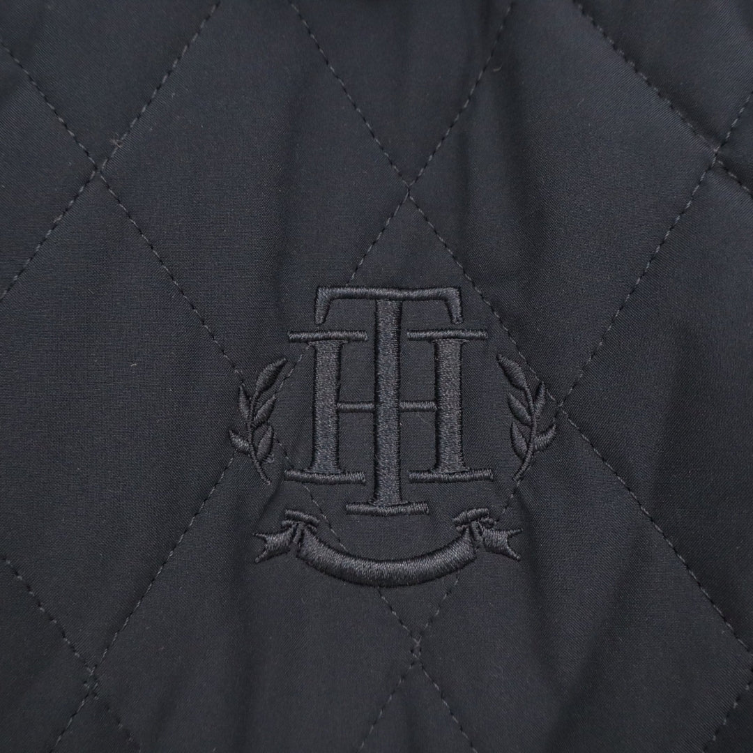 Tommy Hilfiger Womens Navy Blue Quilted Snap Front Jacket XS Crest Logo