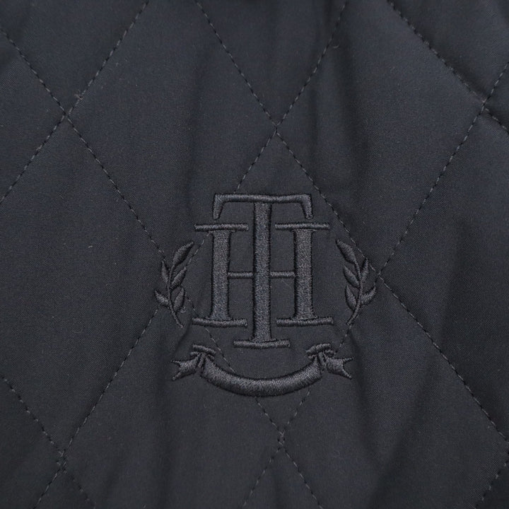 Tommy Hilfiger Womens Navy Blue Quilted Snap Front Jacket XS Crest Logo