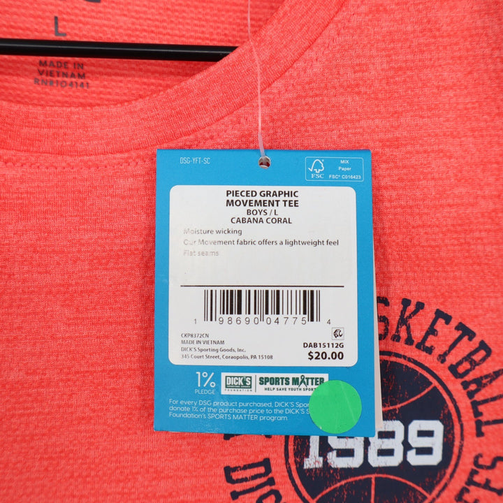 DSG Boys L 14-16 Pieced Graphic Movement Tee Cabana Coral Navy Blue