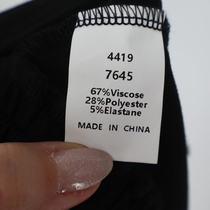 Black Wide Leg Knit Jersey Trousers High Waist Elastic Pocket Pants Large 4419