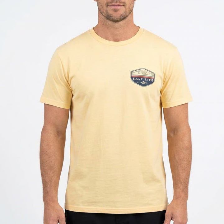 Salt Life T-Shirt Mens S Yellow Graphic Cotton Short Sleeve Crew Neck Pullover