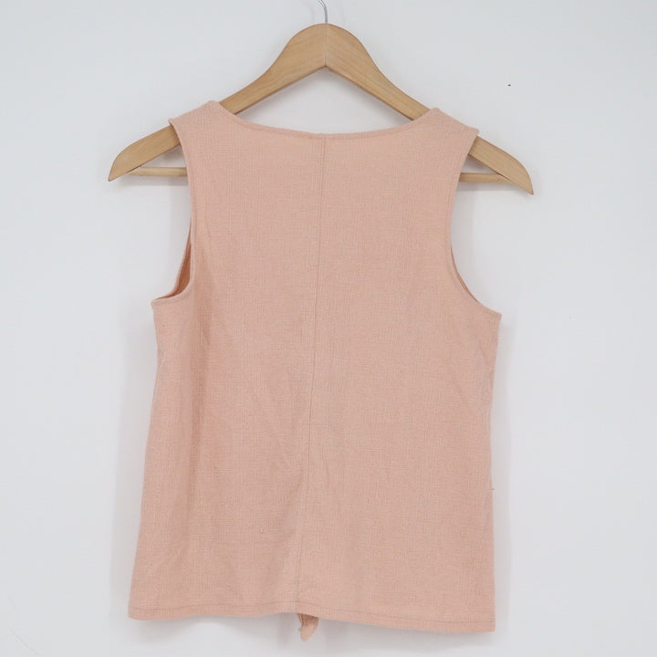 Old Navy Peach Waffle Knit Tie Front Button Down Tank Top XS Sleeveless V-Neck
