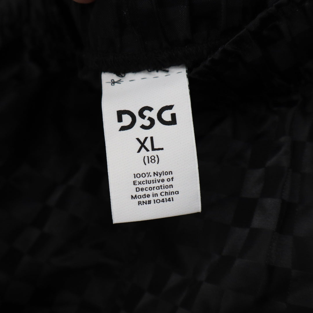 DSG Boys XL 18 Woven Soccer Shorts Pure Black Checkerboard