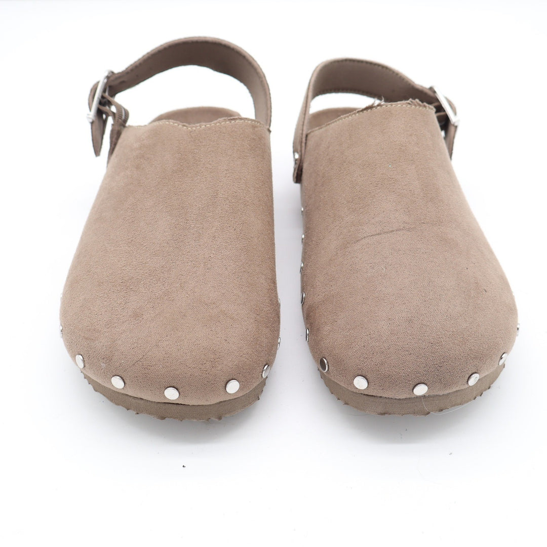 Old Navy Womens Studded Backstrap Clogs Taupe Faux Suede Size 8 S/787910-02