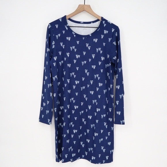 Charter Club Intimates Womens Small Navy Blue Floral Soft Knit Sleep Shirt NWT