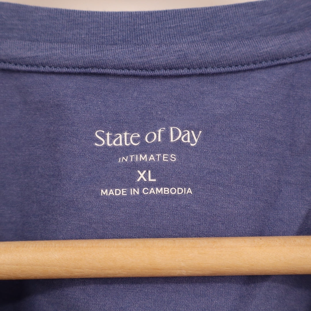 State Of Day Intimates Sleep Shirt Mens XL Purple Cotton Short Sleeve Round Neck