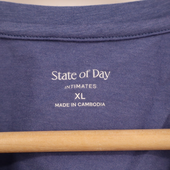 State Of Day Intimates Sleep Shirt Mens XL Purple Cotton Short Sleeve Round Neck