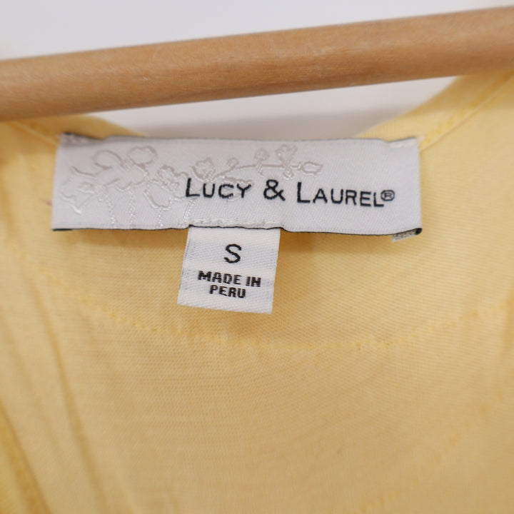 Lucy & Laurel Womens Small Yellow Ruffle Racerback Layered Chiffon Hem Tank Top