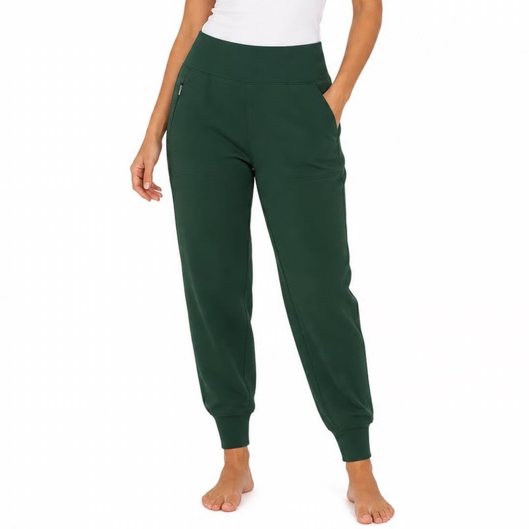 Athleta Venice Joggers Forest Green Petite Medium High Rise Ribbed Cuff Pants