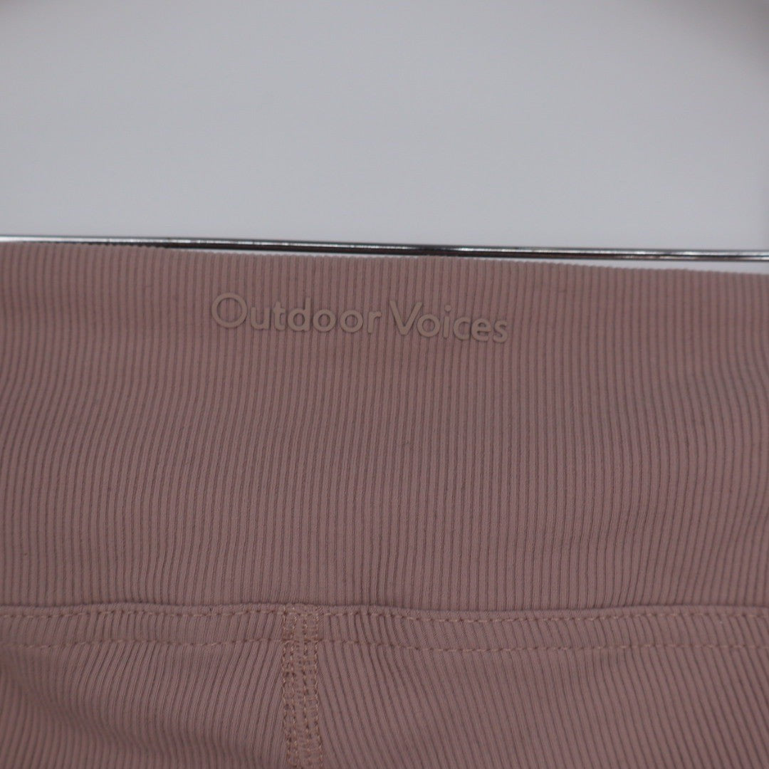 Outdoor Voices Ribbed Flare Leggings Pants Taupe XL