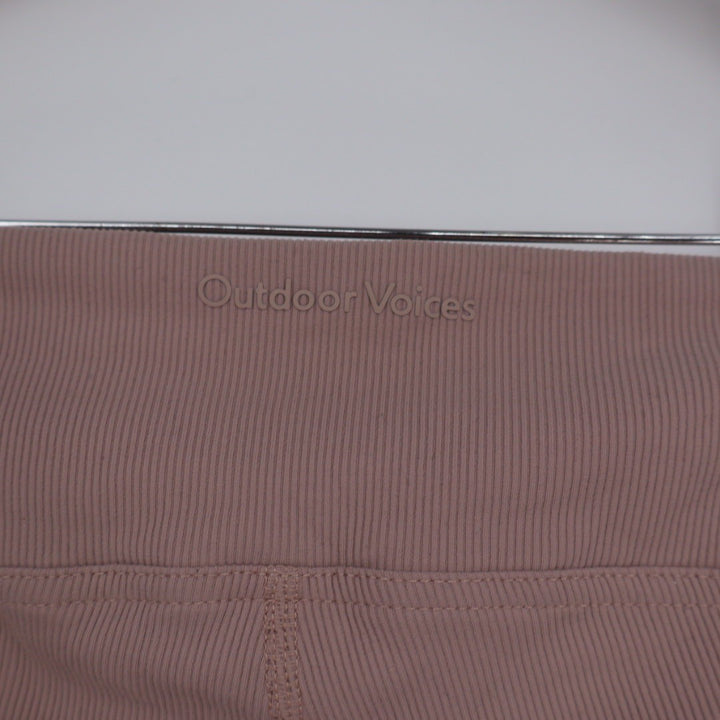 Outdoor Voices Ribbed Flare Leggings Pants Taupe XL