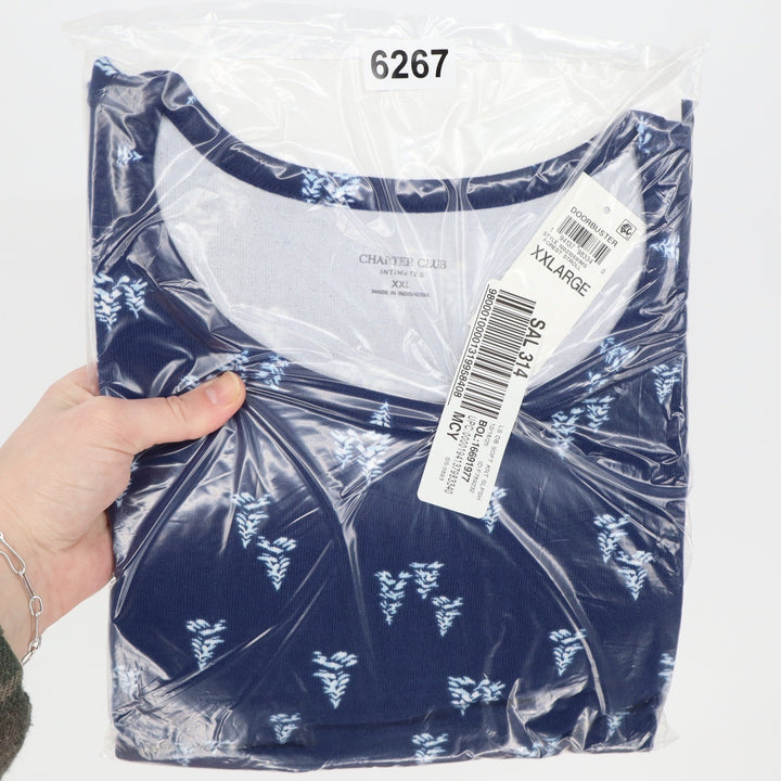 Charter Club Intimates Womens XXL Sleep Shirt Forest Stroll Navy Blue Pine Tree