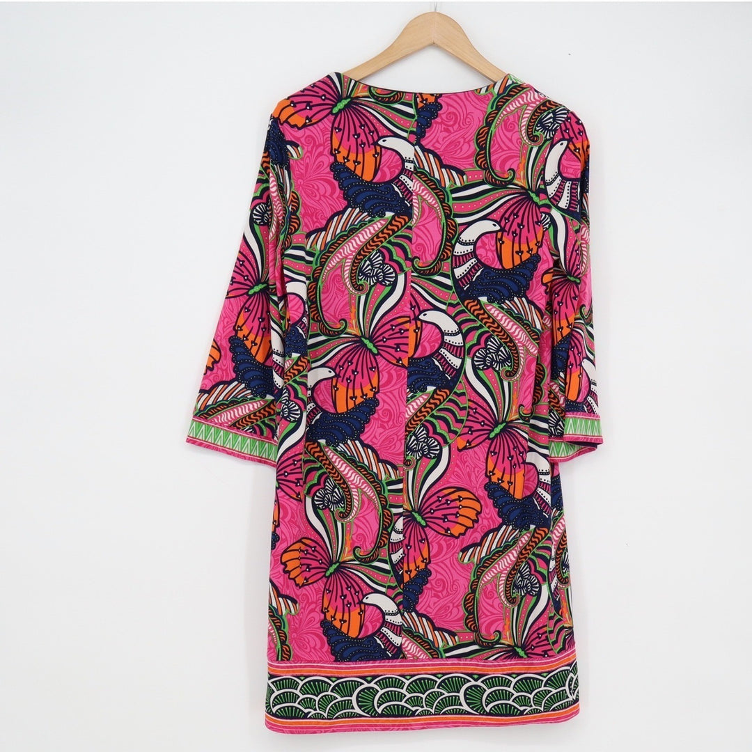 Laundry by Shelli Segal Pink Butterfly Print Square Neck Shift Dress Size 6