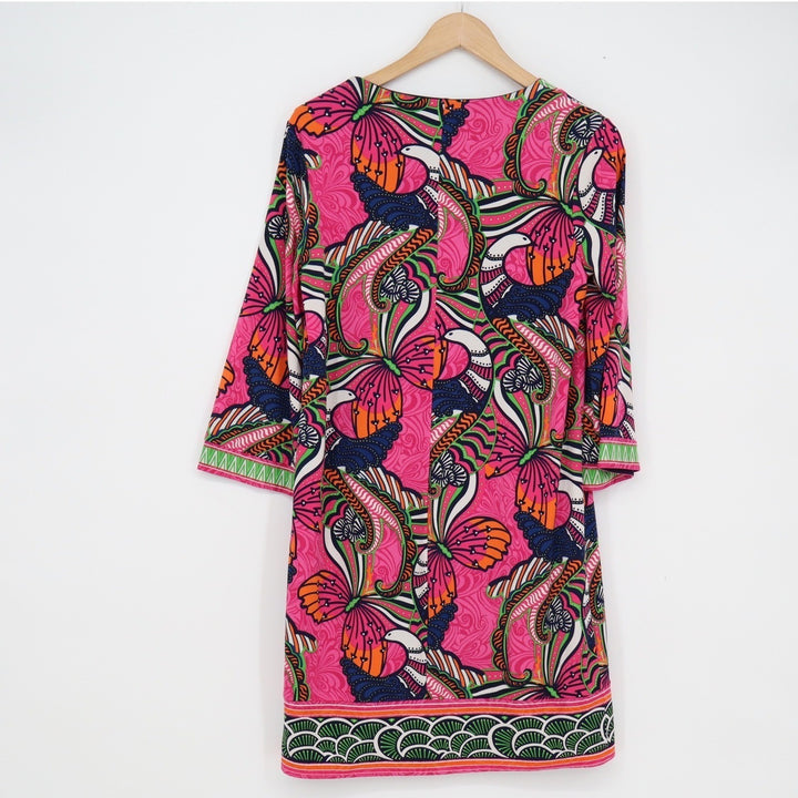 Laundry by Shelli Segal Pink Butterfly Print Square Neck Shift Dress Size 6