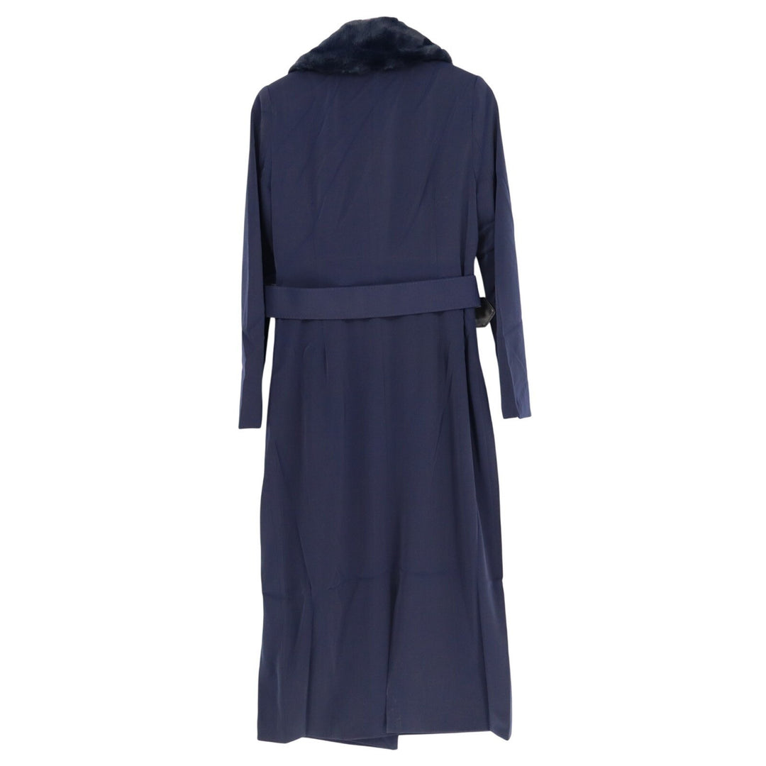 Naked Wardrobe The Statement Trench Coat Womens Medium Navy Shawl Collar Stretch