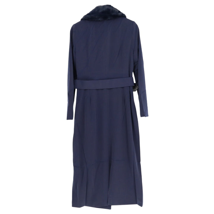 Naked Wardrobe The Statement Trench Coat Womens Medium Navy Shawl Collar Stretch