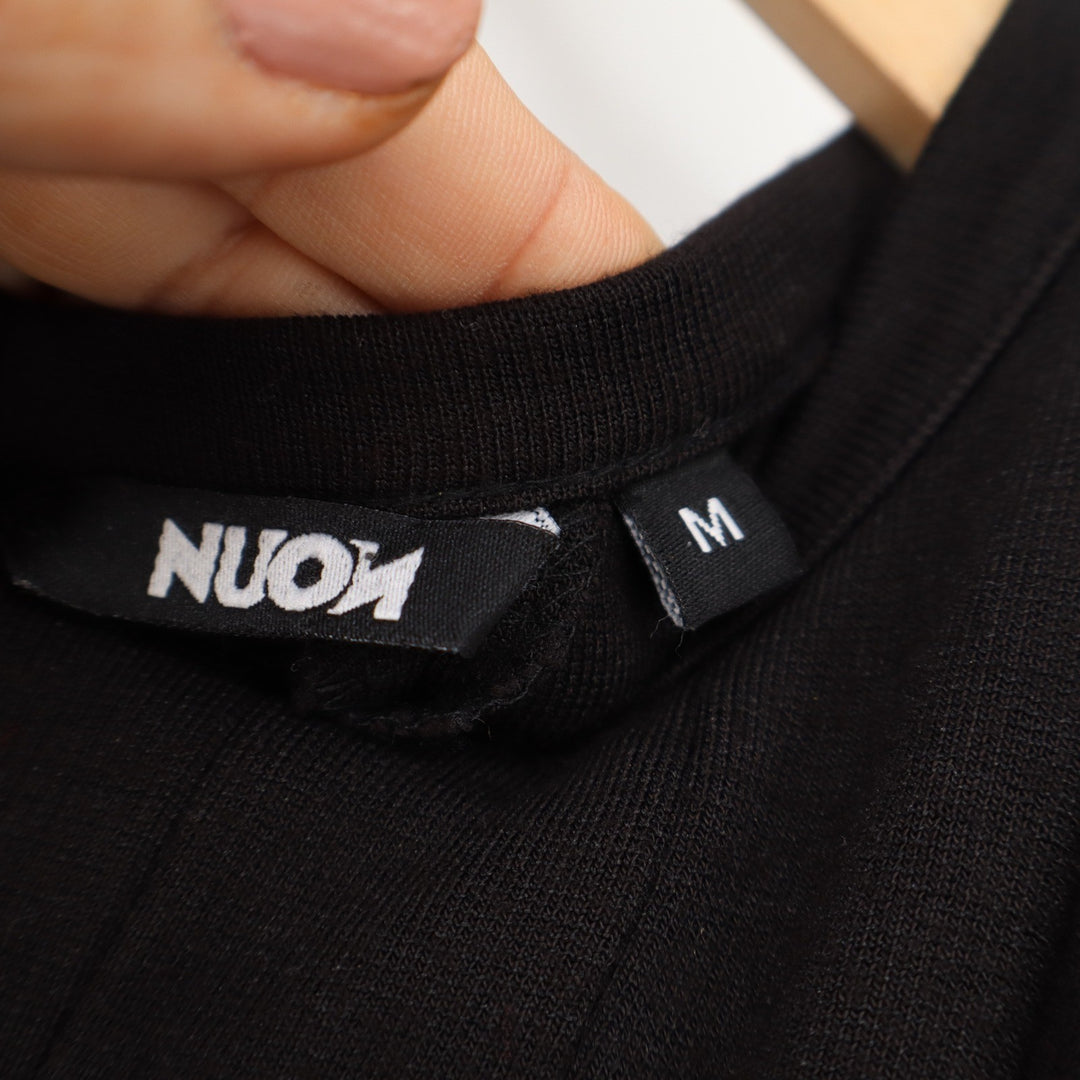 NUON Womens Black Ribbed Sleeveless Fit and Flare Mini Dress Size M