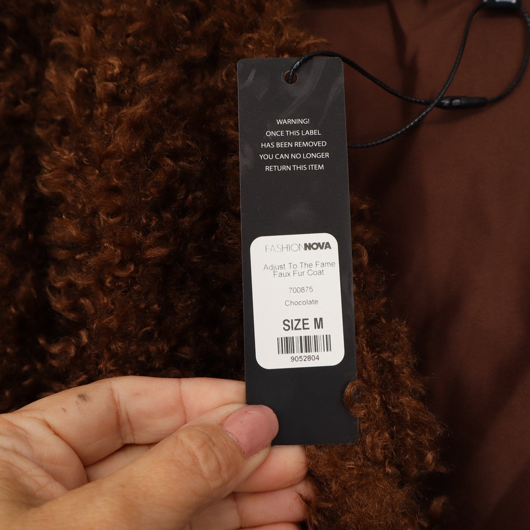 Fashion Nova Adjust To The Fame Faux Fur Coat Chocolate Brown Shaggy Jacket M