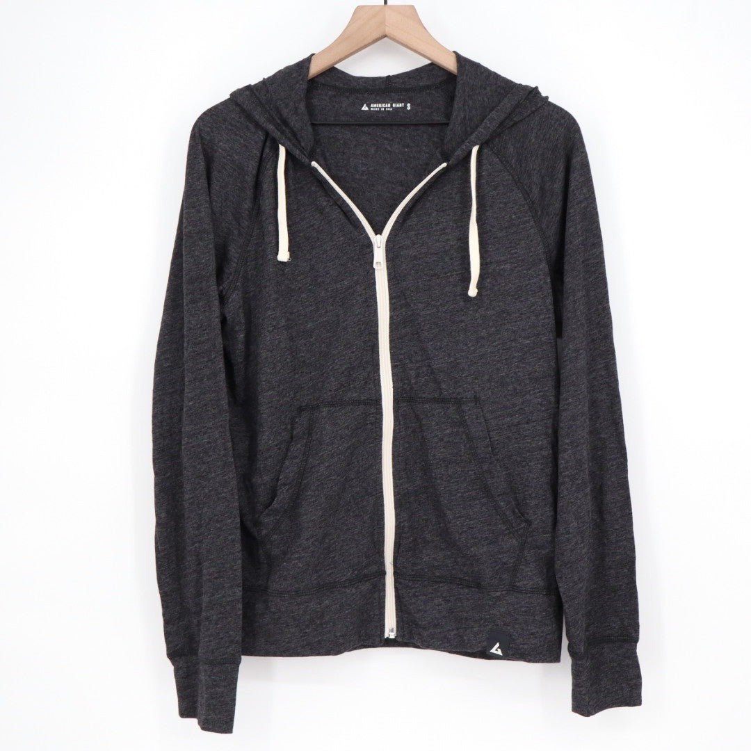 American Giant Charcoal Heather Full Zip Hoodie Sweatshirt Size S Made in USA