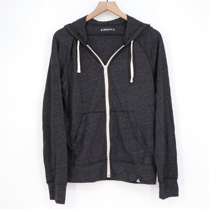 American Giant Charcoal Heather Full Zip Hoodie Sweatshirt Size S Made in USA