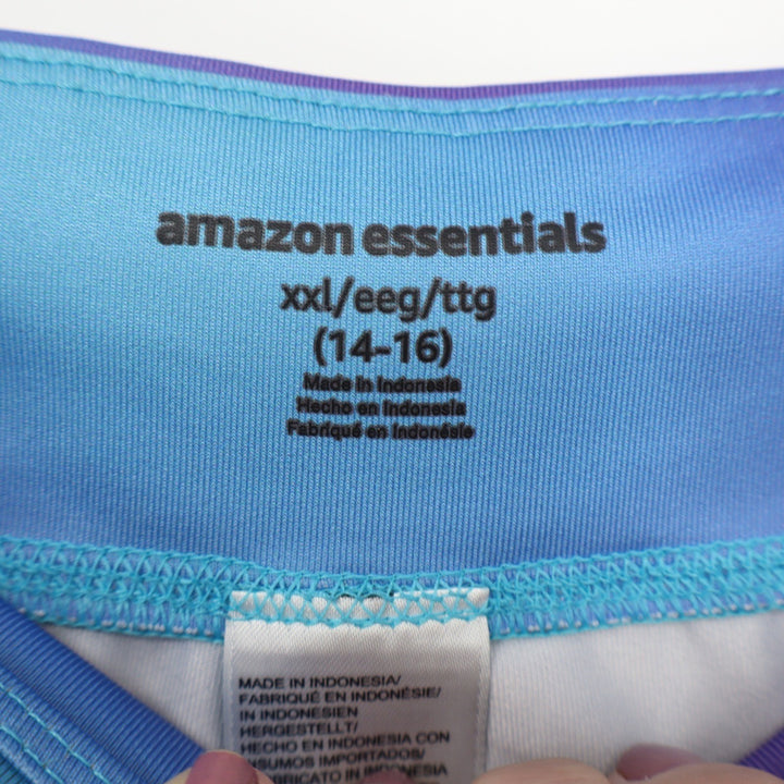 Amazon Essentials Girls XXL 14-16 Blue Purple Ombre Athletic Bike Shorts