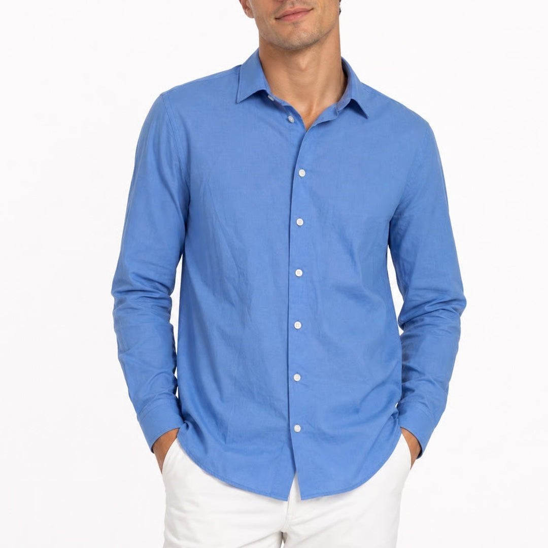 Express 1MX Slim Fit Mens Blue Button Down Shirt Long Sleeve Size L 16-16.5