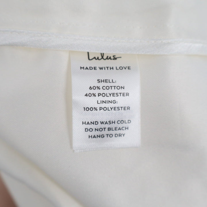 Lulus Odetta Midi Dress Womens Small White Cotton Burnout Puff Sleeve Lace-Up