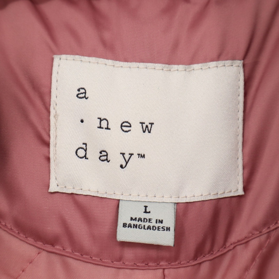 A New Day Bomber Jacket Womens Large Blush Pink Full Zip Ribbed Long Sleeve