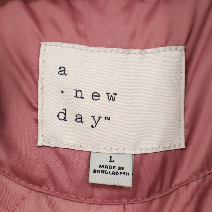 A New Day Bomber Jacket Womens Large Blush Pink Full Zip Ribbed Long Sleeve