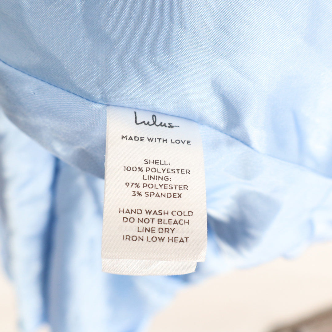 Lulus Light Blue Chiffon Square Neck Maxi Dress Sleeveless Side Slit Size XL