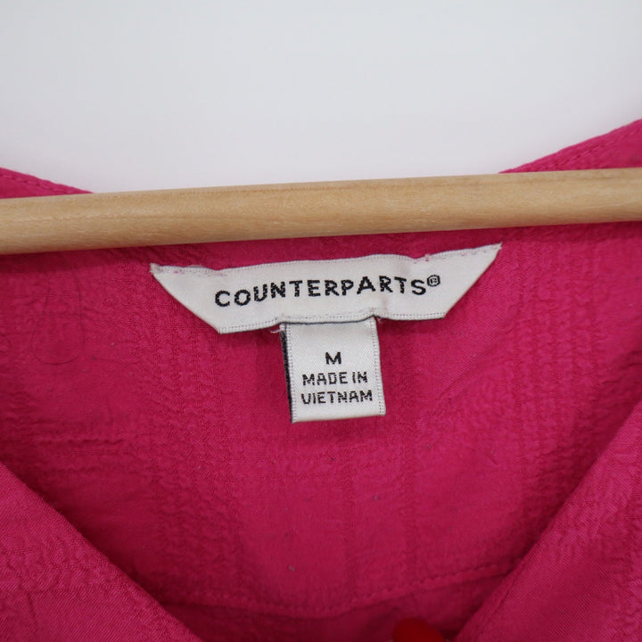 Counterparts Pink Ruffle Sleeve Textured V-Neck Blouse Top Womens Medium