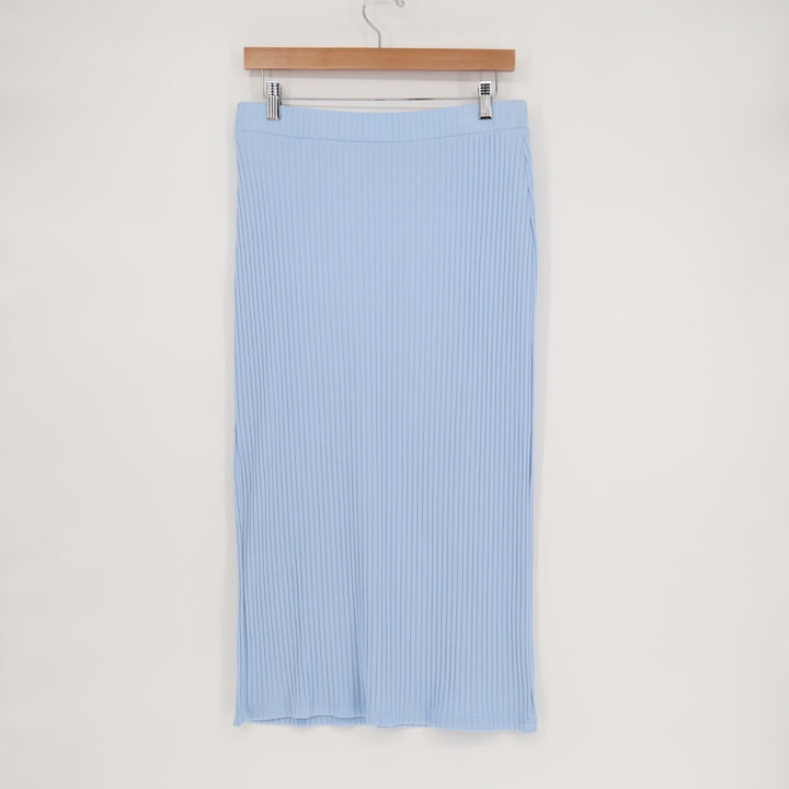 Old Navy Straight Maxi Skirt Womens Medium Light Blue Knit Ribbed Cotton Stretch